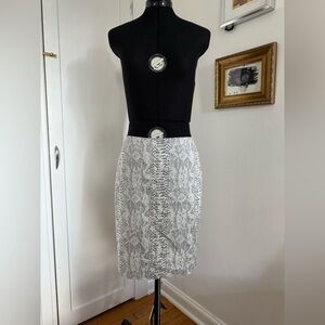 Ann Taylor - White and Gray Snake Print Skirt - 2P - EUC